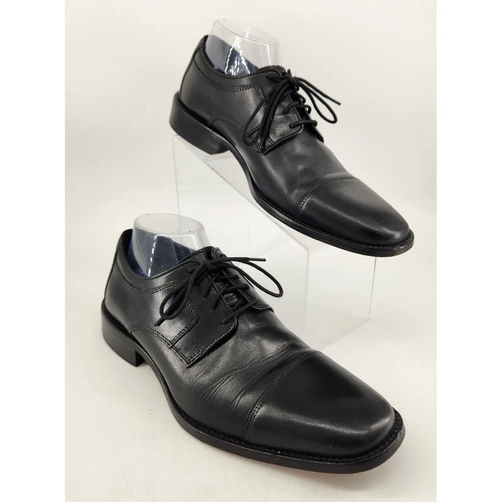 Johnston & Murphy J.Murphy Classic Cap Toe Oxford Dress Shoe Men 9 Black Leather
